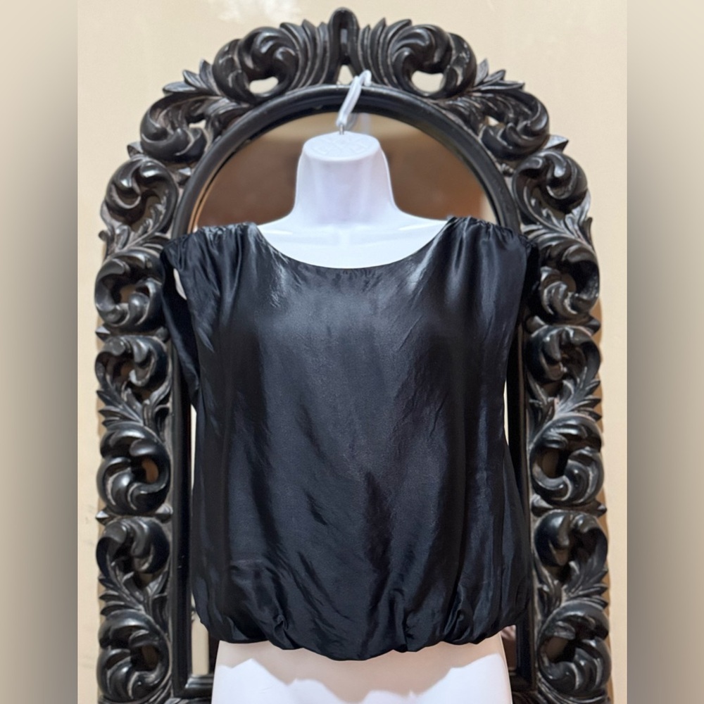 By Anthropologie Silky Boatneck Blouse - Black - 100% Viscose - Size: XS